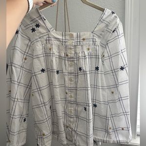NWOT Madewell Floral White Blouse